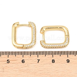 Rechteckige Ohrstecker aus Messing mit klarem Zirkonia&nbsp;EJEW-A156-12B-G