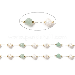 Catene di perle di perle naturali e avventurina verde&nbsp;CHS-B002-01G-09