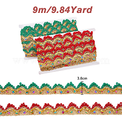 2 carte 2 couleurs de ruban de dentelle en polyester métallisé&nbsp;OCOR-FH0001-25