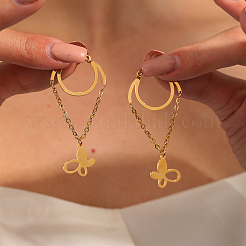 Boucles d'oreilles créoles papillon en acier inoxydable 201&nbsp;OP8572