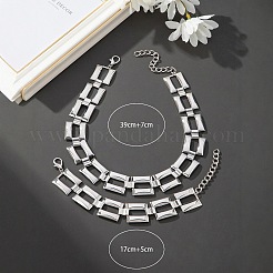 Modische Hip-Hop-Legierung Cuban Link Kette Armbänder & Halsketten Sets&nbsp;FS-WGBA45B-01