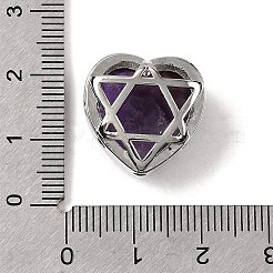 Messing Pavé Natur Amethyst Herz mehrsträngige Glieder&nbsp;G-B149-13P-01
