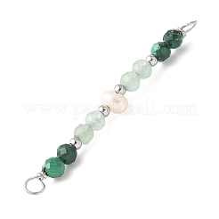 Facettierte runde natürliche grüne Aventurinee & Malachit & Kartoffel natürliche Zucht Süßwasser Perle Perlen Stecker Charms&nbsp;PALLOY-JF03532-03