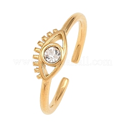 Anelli aperti a bracciale in acciaio inossidabile 304 con pavé di zirconi cubici per donna&nbsp;RJEW-A106-02G