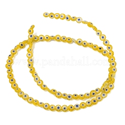 Handmade Millefiori Glasperle flach rund Stränge&nbsp;LK-P010-A-02