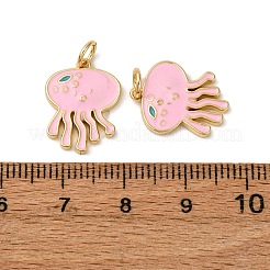 Colgantes de medusa de latón con esmalte rosa&nbsp;KK-CJC0013-02G-RS