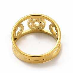 Anillo ajustable de acero inoxidable 304 con estrella de David y baño de iones (IP) para mujer&nbsp;RJEW-B027-11G