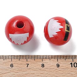 Cuentas europeas de madera de schima con estampado navideño&nbsp;WOOD-G023-17B