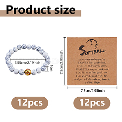 1 Set Stretch-Armbänder aus natürlichen Howlith-Perlen für Männer und Frauen&nbsp;BJEW-DC0001-19