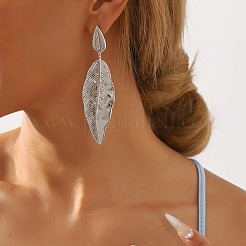 Boucles d'oreilles pendantes en forme de feuille de fer&nbsp;FS-WGD23F3-02