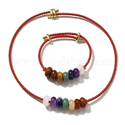 Rondell Chakra Natur Edelstein Perlen Armbänder & Halsketten Sets&nbsp;G-P561-01G-04