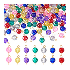120 Stück Ziehbank transparentes Glas runder Verbinder Charms&nbsp;PALLOY-PHE00015