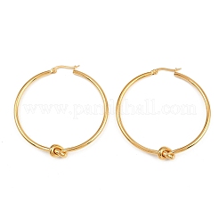 Pendientes de aro con nudo de acero inoxidable 304&nbsp;EJEW-D330-01G