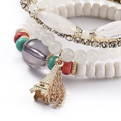 Chaîne de coupe en strass en alliage et ensembles de bracelets extensibles multicouches&nbsp;BJEW-H533-03A
