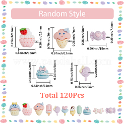 120 Stück 6 Stile undurchsichtige Cartoon-Harz-Cabochons&nbsp;RESI-SP0001-26