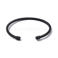 Offener Armreif aus 304 Edelstahl mit ovalen Perlen&nbsp;BJEW-C031-02