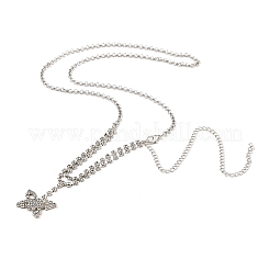 Collana in ottone con pendenti in strass di cristallo&nbsp;NJEW-B081-01