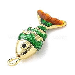 Fisch aus Messing Mikro ebnen Zirkonia Anhänger&nbsp;KK-P342-14B-G