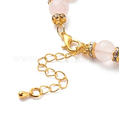 Bracciale multifilo a doppia linea con perline di quarzo rosa naturale&nbsp;BJEW-JB08667