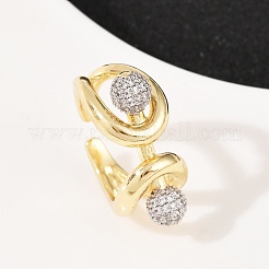 Anelli regolabili in ottone micro pavé di zirconi cubici&nbsp;RJEW-C140-11G