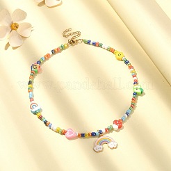 Collana con pendente arcobaleno in smalto in lega&nbsp;NJEW-JN04348