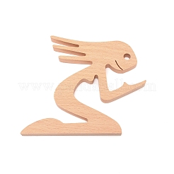 Ornements de sculpture sur bois de hêtre faits à la main pour femmes et animaux de compagnie&nbsp;DJEW-WH0012-33