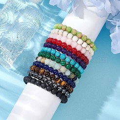12 Stück 12 Stile 8mm gemischte Edelstein runde Perlen Stretch-Armband-Sets&nbsp;BJEW-JB10929
