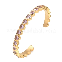 Bracelets manchettes en acier inoxydable 304 et zircon cubique pour femmes&nbsp;BJEW-T031-01A