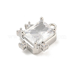 Charms de circonita cúbica micro pavimentados de latón chapado en estante rectangular&nbsp;KK-P277-23P-01