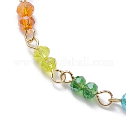 7 Chakra-Gliederarmband aus facettiertem Glas und 3 mm runden Muschelperlen für Damen&nbsp;BJEW-JB10379