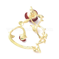 Orecchini a bottone con fiore rosa in lega&nbsp;EJEW-C058-01LG