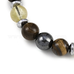 Nicht magnetische synthetische Hämatit & synthetische Citrin & natürliche gelbe Tigerauge runde Perlen geflochtene Armbänder für Männer Frauen&nbsp;BJEW-JB11185-03