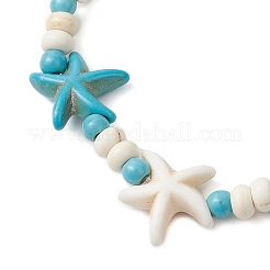 Synthetischen türkisfarbenen Perlen Armbänder dehnen&nbsp;BJEW-JB12018-01