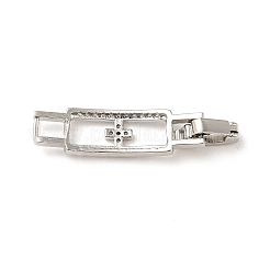 Rechteckig mit kreuzförmiger Zahnstangenbeschichtung Messing-Mikropavé mit klaren Zirkonia-Uhrenarmbandverschlüssen&nbsp;LS-ZIRC-H125-23P