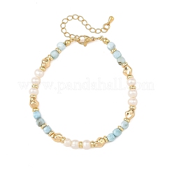 Set di braccialetti da donna in 2 stili diversi con perline cubiche sfaccettate in lapislazzuli e larimar naturali e perle naturali.&nbsp;BJEW-JB14475