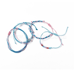 Set di 4 braccialetti di perline intrecciati in lega e vetro a 4 stili&nbsp;BJEW-B065-09D