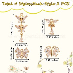 8 pièces papillon cubique zircone pendentif à breloque insecte charme laiton micro pave cubique zircone pendentifs pour bijoux collier bracelet fabrication artisanat&nbsp;JX395A