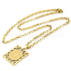 Colliers à pendentif rectangulaire en acier inoxydable 201&nbsp;NJEW-S007-12G