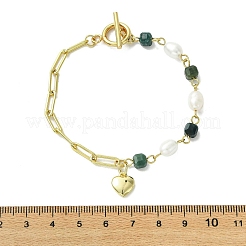 Herz-Charm-Armbänder aus Messing&nbsp;BJEW-JB13610