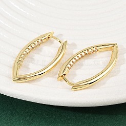 Pendientes de aro de latón con micropavé de circonitas cúbicas transparentes y ojo de caballo&nbsp;EJEW-G446-04A-G