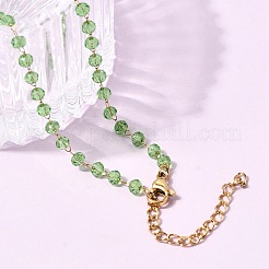 Colliers pour femmes en acier inoxydable 304 avec perles rondelles en verre facettées&nbsp;NJEW-G195-01G-06
