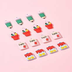 16 pieza de colgantes de resina con temática de papelería de 4 estilos&nbsp;RESI-FS0001-89