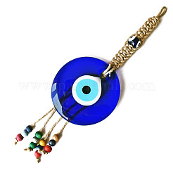 Tondo piatto con decorazioni pendenti con nappe in vetro malocchio&nbsp;EVIL-PW0002-15