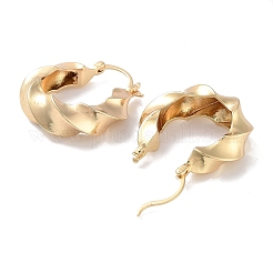 Orecchini a cerchio in ottone con corda intrecciata per donna&nbsp;EJEW-M239-11G
