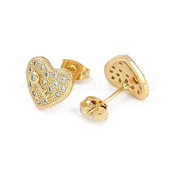 Aretes de circonita cúbica transparente con micropavé de latón para mujer&nbsp;EJEW-U030-02G-01