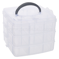 1 lot de 3 boîtes de rangement à 18 compartiments avec poignées en plastique transparent&nbsp;CON-DJ0001-26