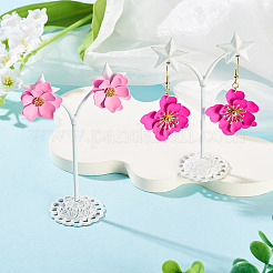 2 paire de boucles d'oreilles pendantes en forme de fleur en fer&nbsp;EJEW-TA0001-80A