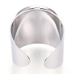 Anlaufgeschützter offener Manschettenfingerring aus Edelstahl 304 mit Cabochon-Fassungen&nbsp;X-STAS-T060-03P