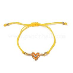 Bracelets à maillons coeur en perles de rocaille en verre&nbsp;BJEW-MZ00217-02
