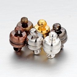 Fermoirs magnétiques en laiton avec passants, ovale, couleur mixte, 11x7mm, Trou: 1.5mm